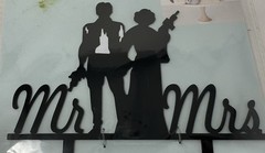 Mr & Mrs Han Solo & Princess Leia Acrylic Cake Topper New *Read*