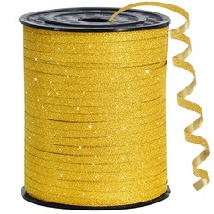 Gold Glitter Ribbon – 500 Yards Curling Crimped, Shiny for glitter ribbon-gold