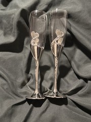 Studio His and Hers Clear Toasting Glasses Bride and Groom Wedding Glassware