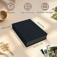 Popotop Photo Album 4×6 200 Pockets for Wedding 200 Pockets, Black