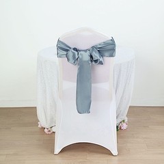 10 Dusty Blue Satin CHAIR SASHES Ties Bows Wedding Party Reception Decorations