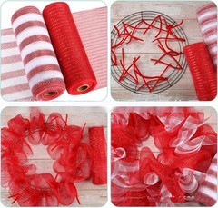 10 Yards Metallic Mesh Ribbon for Decoration/Wreath 6″ x 10 yards(30 feet) Red