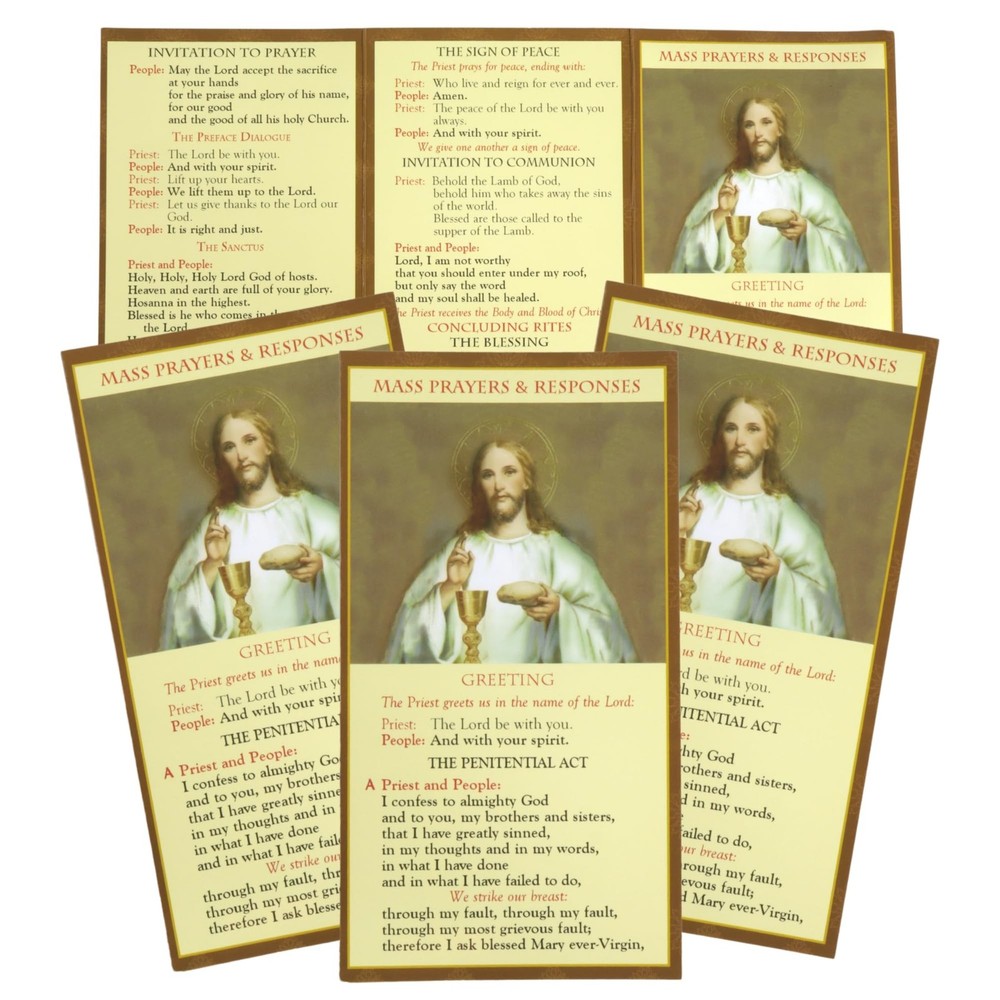 Needzo Catholic Mass Prayer and Responses Pocket Card, Laminated Card Stock, …