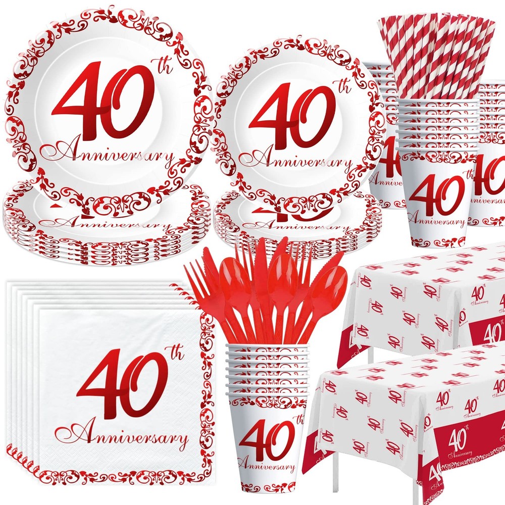 APOWBLS 40th Anniversary Decorations Tableware – Ruby Wedding