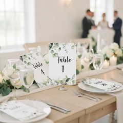 Stylish Eucalyptus Table Numbers – 26 Double-Sided Cards for Special Events