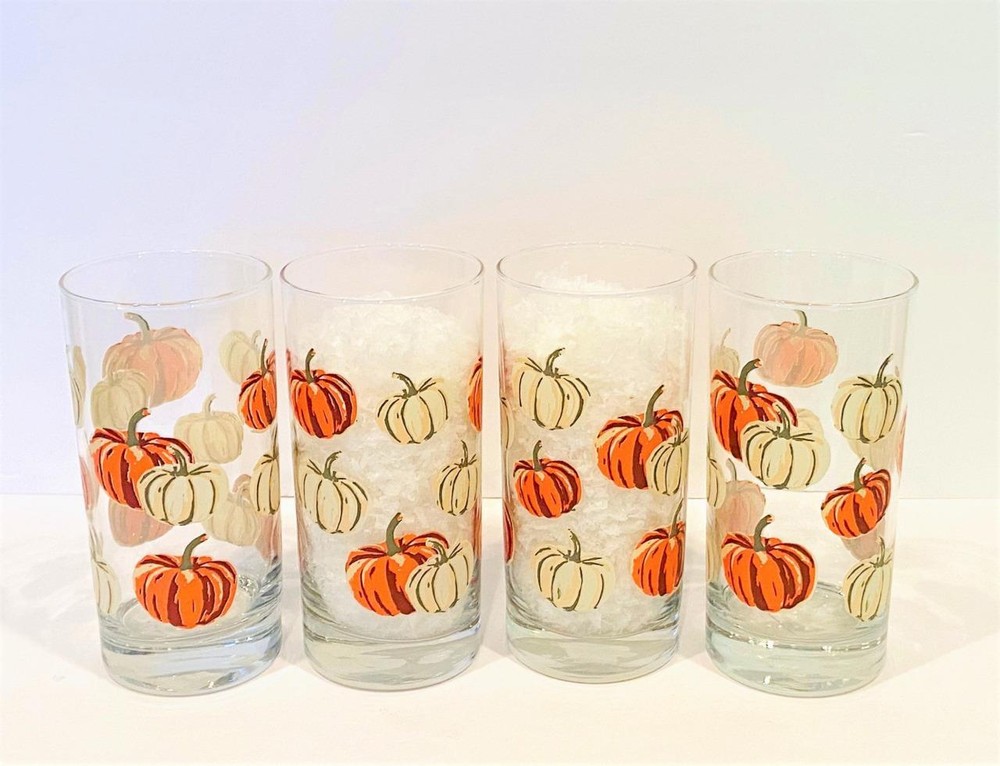 Royal Norfolk Libbey Fall Autumn Pumpkin 16oz Glasses – Set of 4
