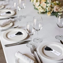 50 PCS Black Name Place Cards Table Setting Blank Ribbon 1.57×3.54 Inch