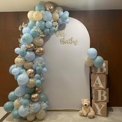 Dusty Blue and Gold Balloons, 60 PCS 12 Inch Sand White Slate Blue Fog Pastel