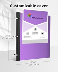 360° Pivotable 3 Ring Binder, Upgraded 1 inch Purple 2 PCS Customizable Cover