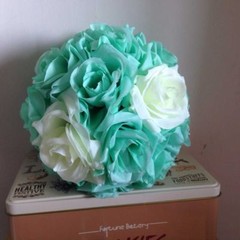 9″-10″ Rose Flower Kissing Ball Silk Rose Pomander for Wedding 1 Pc (21 Colors)