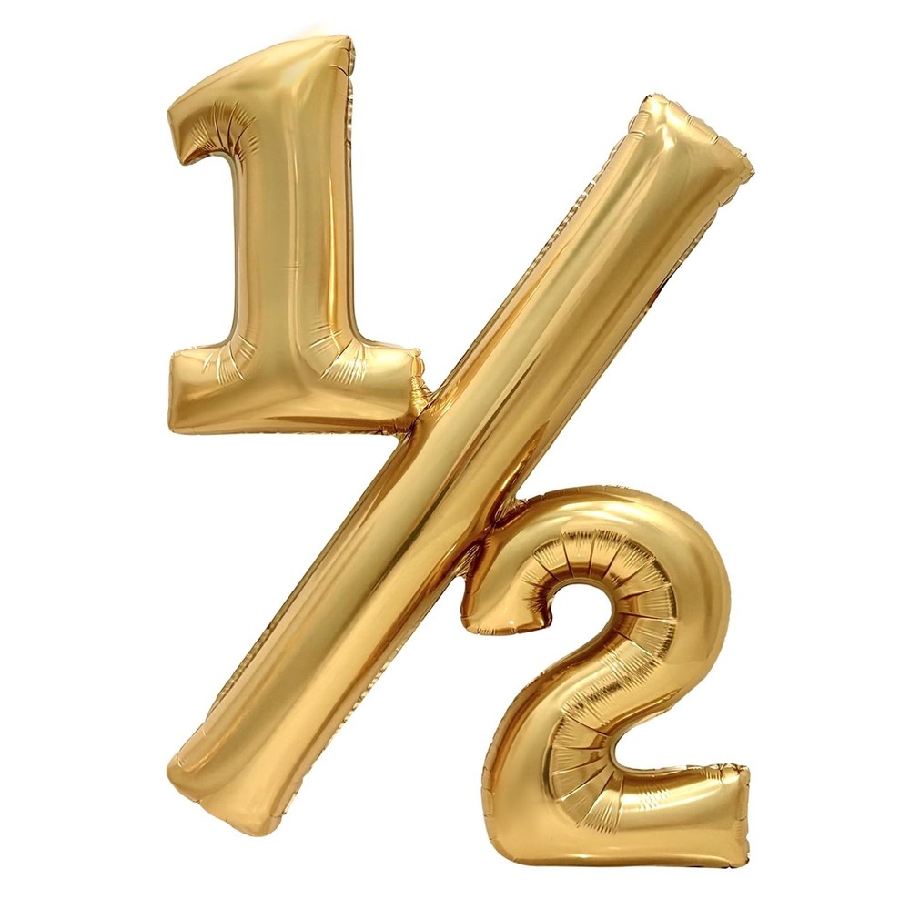 Gold 1/2 Birthday Balloon 32 Inch Champagne Foil Number Balloon for Baby Half…