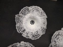 Set Of 3 Lace Bouquet Collar Ring, Wedding, Handheld Bridal Flowers, White, 6″