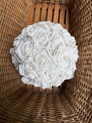 Foam Rose Kissing Ball. Large. White. Centerpiece