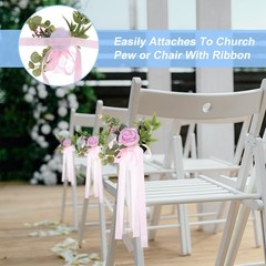 6Pcs Wedding Aisle Decorations Pew Flowers Chair Artificial Flowers Pink