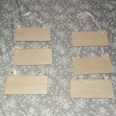 Set of 6 Hanging Wooden Reserved Wedding Signs w/ Ribbon, Brown/White