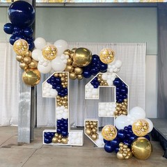 Zesliwy Navy Blue Gold Balloons Garland 18inch,12inch,10inch,5inch,