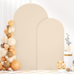 FANPROMS Beige Spandex Arch Cover Set of 2 Arch Covers Stretchy Backdrop Chia…