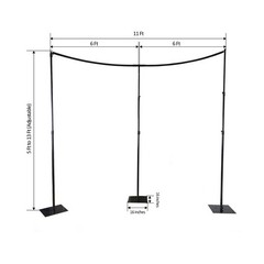 11 ft Black Adjustable Heavy Duty Curved Pipe and Drape Backdrop Support Kit