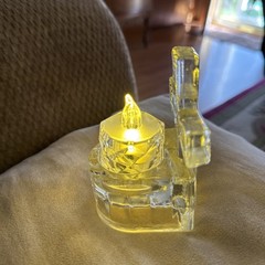 Clear Glass Cross Votive Tea Light Candle Holder With Candle
