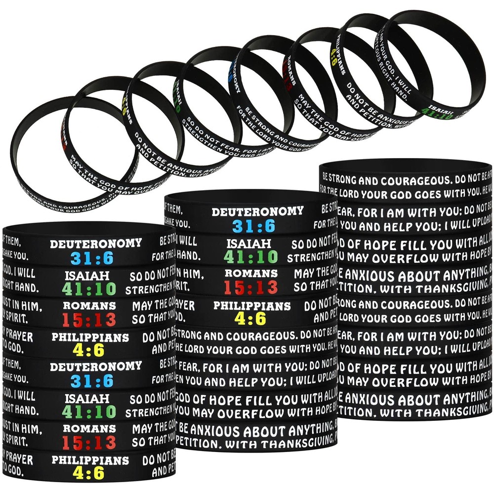 Sumind 32 Pieces Bible Verse Silicone Bracelets Bulk 2.3 Inch, [VARIOUS]