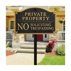 Private Property No Soliciting No Trespassing Statement Plaque,Solid Metal Ca…