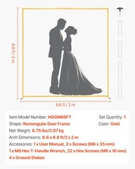 VEVOR Arch Backdrop Stand 6.6 x 6.6 ft Square Metal Arch Stand Wedding Party