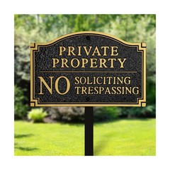 Private Property No Soliciting No Trespassing Statement Plaque,Solid Metal Ca…