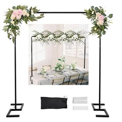 8.2 FT Wedding Arch Rectangle Stand Square Backdrop Stand, Extra Matte Black