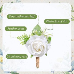 12 Pcs Artificial Rose Boutonniere Set for Men – Wedding, Prom, Formal Events