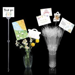 240 Pcs Clear Plastic Floral Picks, 12.6″ Card Holders for Bouquet Photos, Weddi