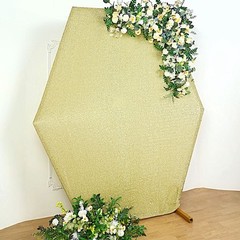 CHAMPAGNE 8 ft Metallic Spandex Hexagon STAND COVER Wedding Party Decorations