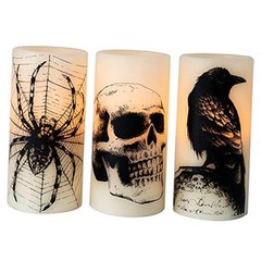 LED Flameless Flickering Candles Halloween – Battery Operated – 1-Skull Timer