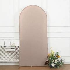 7 ft NUDE Matte Fitted Spandex Round Top Arch Backdrop STAND COVER Party