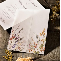 Puremigo 50 Pack Wildflower Printed Pre-Folded Vellum Jackets for