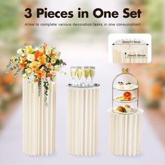 Set of 3 Elegant Bulk Weddings Decoration Table Cylinder Centerpiece Cake Stand