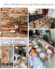 Beige Cheesecloth Table Runner 10 Ft 1 Pcs Gauze Table Runner 120″ x 35″