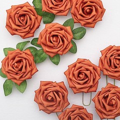 24 TERRACOTTA 5″ FOAM ROSE Flowers Stems Party Wedding Events Decorations