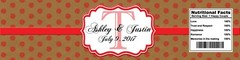 100 Kraft Paper & Red Glitter Dots Wedding Anniversary Party Water Bottle Labels