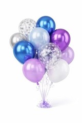 Balloon Bouquet Kit, 50 Pack Assorted Latex Metallic Blue Lavender White