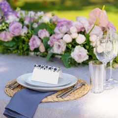 Blue Flower Place Cards Seating Name Banquet Wedding Dinner 25 PCS Set