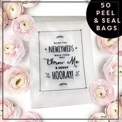 Newlywed Confetti Glassine bags Confetti ,wedding, throw me, peel & Seal x 100