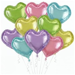 , Pastel Heart Balloons Set – 18 Inch, Pack Of 10 | Pride Multi Color