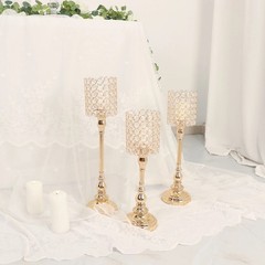 3 Gold Metal Goblet Acrylic Beads Votive Candle Holders Centerpieces Party Event