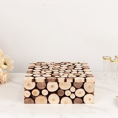 NATURAL 14″x14″ Square Wooden Cake Stand Pedestal Riser Wedding Centerpieces