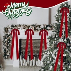 12 Pcs Large Christmas Burgundy Velvet Bows, 24 x 12 Inch Width of 1.5″ Red