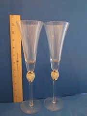 2 David Tutera Decorative Champagne Glass Flute Rhinestones Couple Wedding Toast