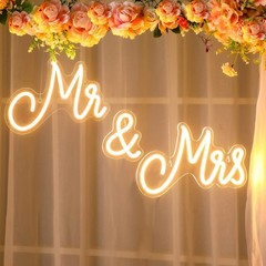 25×7 Inches Mr and Mrs LED Neon Sign – Perfect for Wedding & Reception Decor
