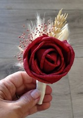 Pampas Grass Bridal Bouquet BOHO Burgundy Sola Wood Tan Cream Ivory Bridesmaid