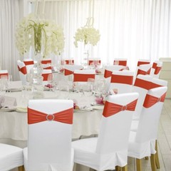 100 Terracotta Spandex Stretch Chair Sashes Bow with Slider Buckle Wedding Décor