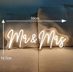 Mrs Neon LED Sign – Size:50×18.7cm – Custom Wedding Wall Neon Sign for Room B…